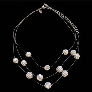 vintage funky white beads-on-wire necklace